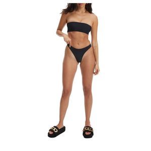 Good American Good Waist Rib Bikini Bottoms Size 3 Black